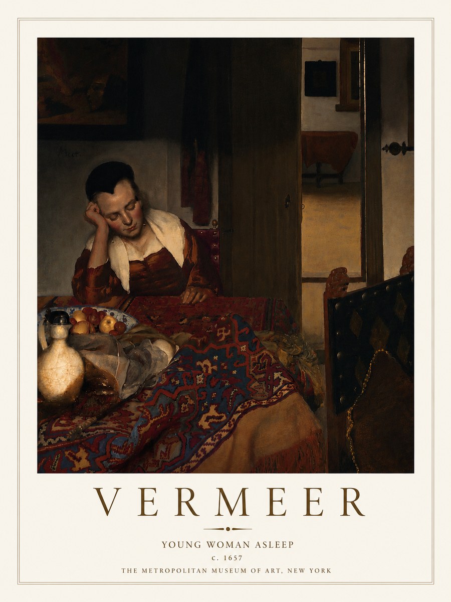 Vermeer Young Woman Asleep No4 - Affiche