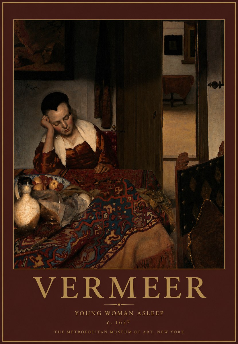 Vermeer Young Woman Asleep No5 - Affiche