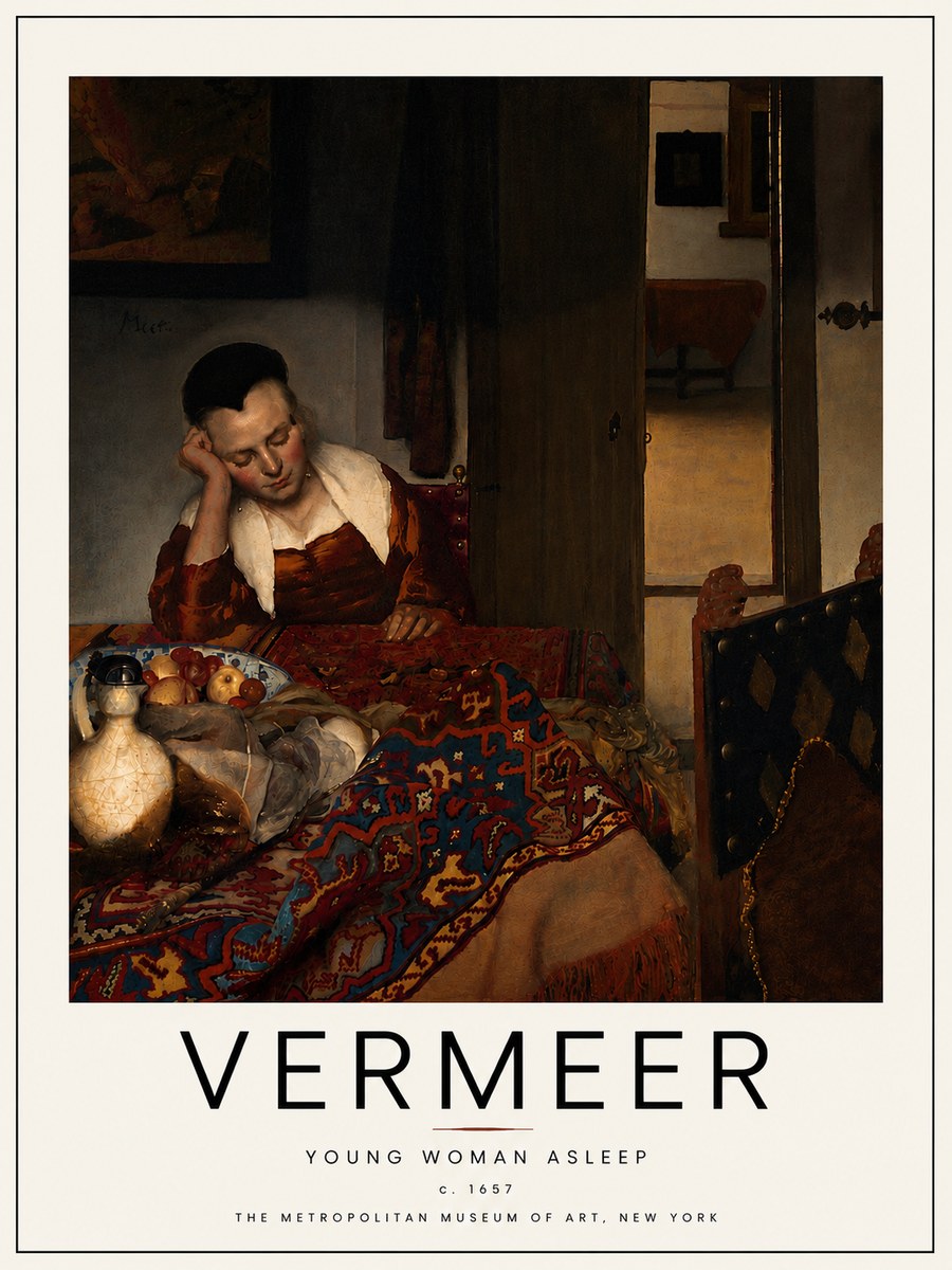 Vermeer Young Woman Asleep No6 - Affiche