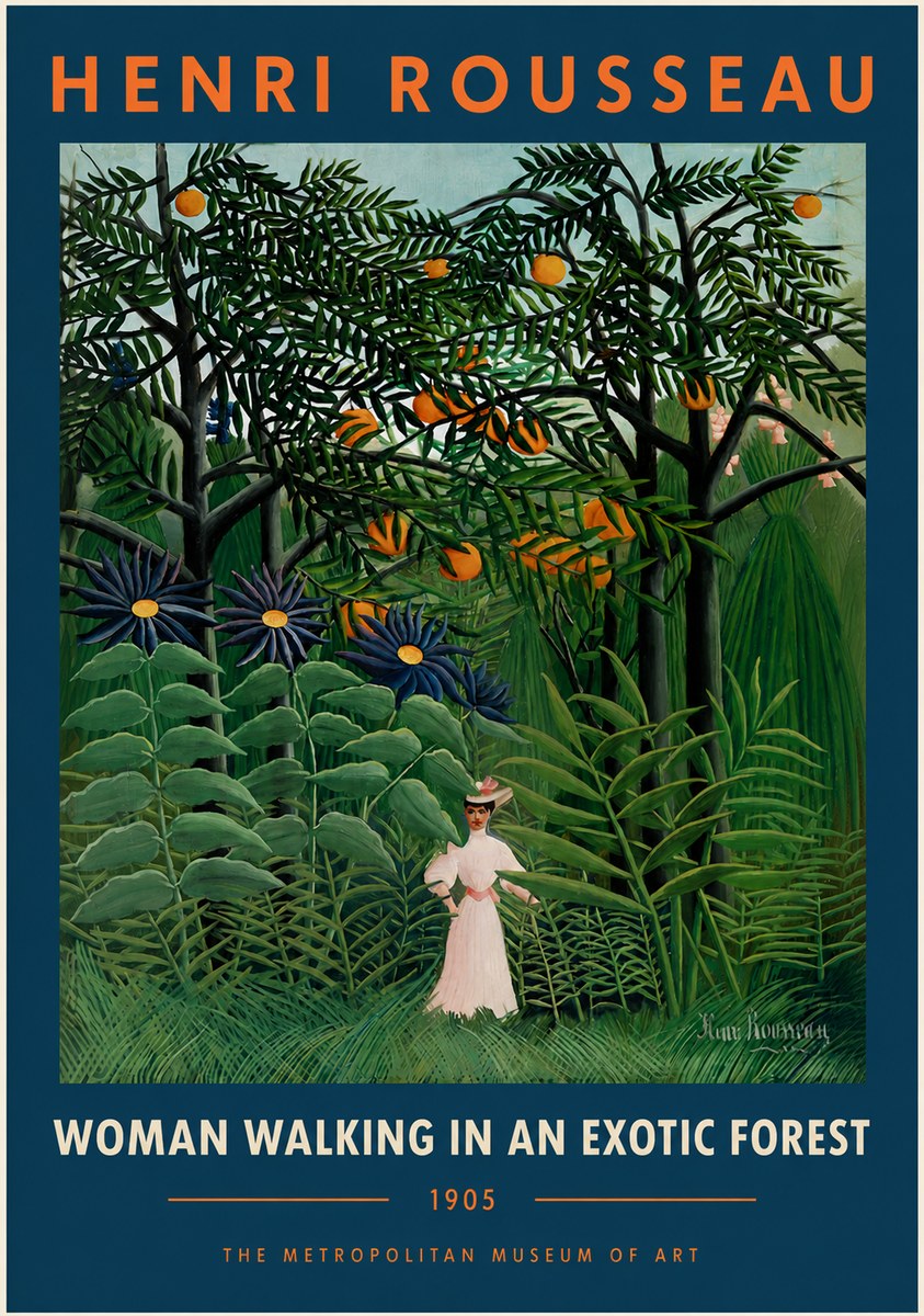 Rousseau Woman Walking in an Exotic Forest No5 - Affiche