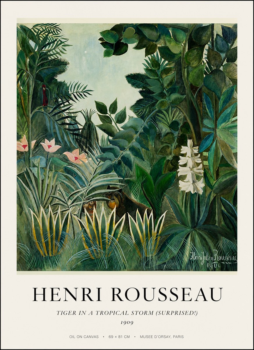 Rousseau Tiger in a Tropical Storm (Surprised!) No1 - Affiche