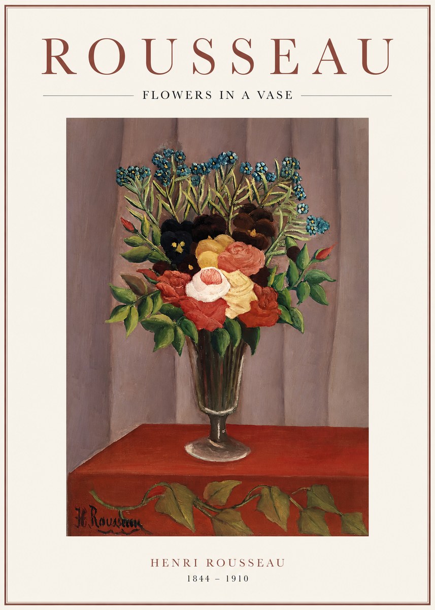 Rousseau Flowers in a Vase No1 - Affiche