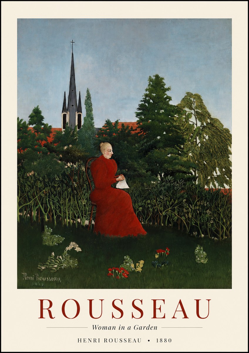 Rousseau Woman in a Garden No1 - Affiche
