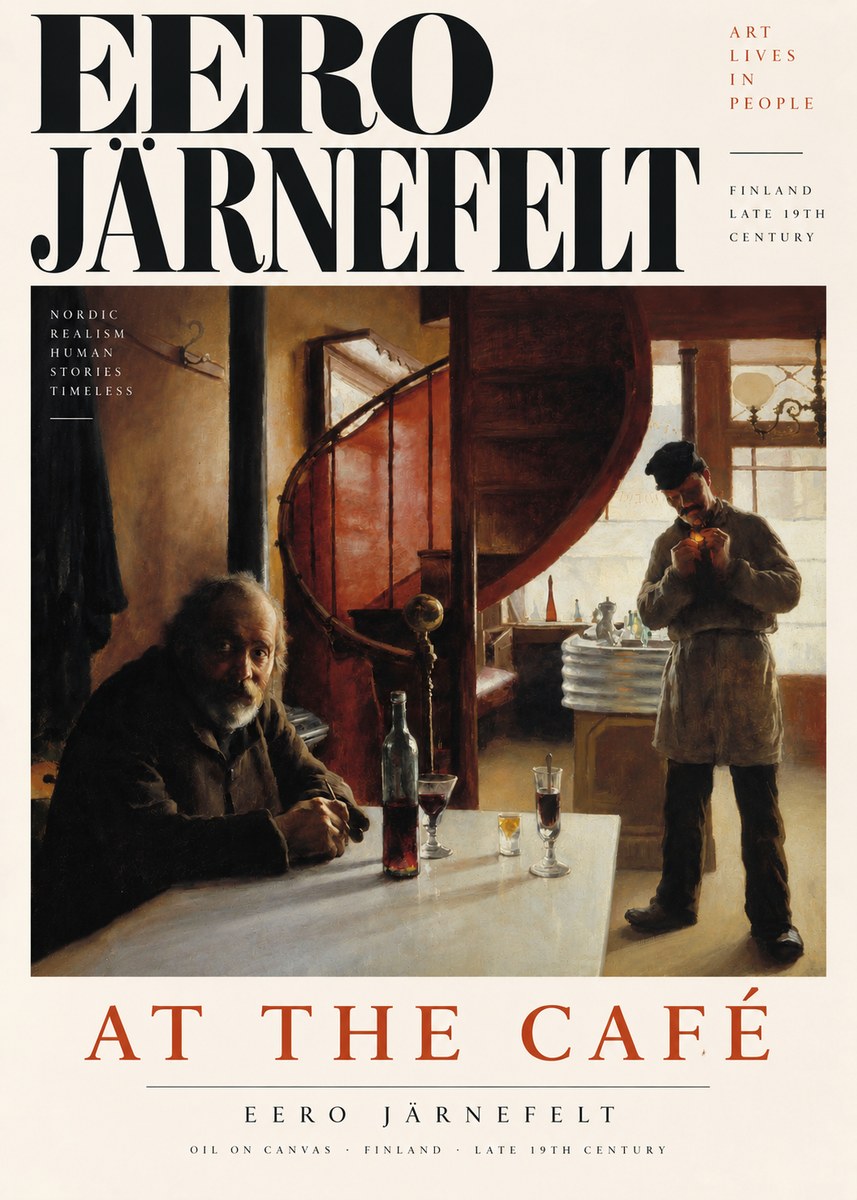 Eero Järnefelt Interior with Two Men No4 - Affiche