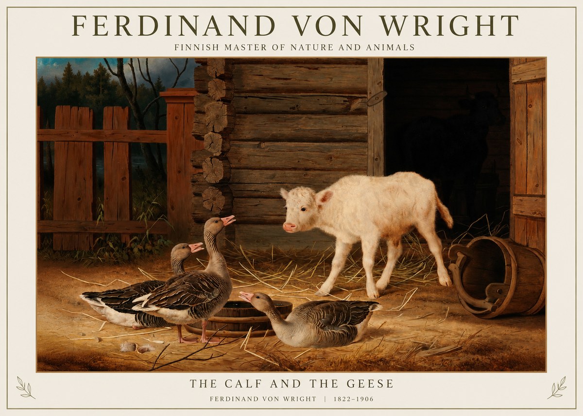 Ferdinand von Wright The Calf and the Geese No1 - Affiche