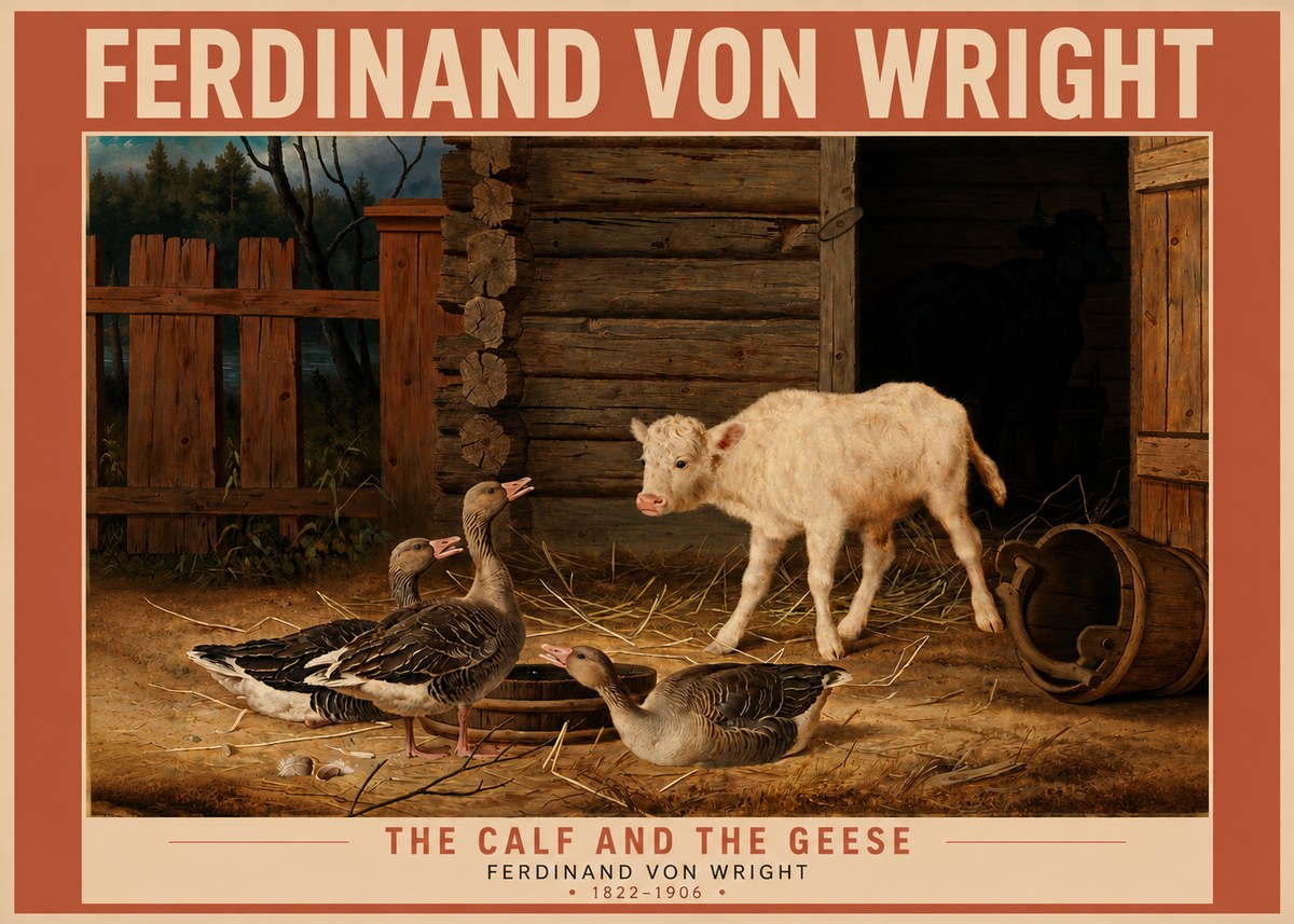 Ferdinand von Wright The Calf and the Geese No3 - Affiche