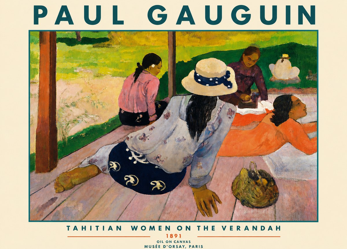 Paul Gauguin Tahitian Women on the Verandah No4 - Affiche