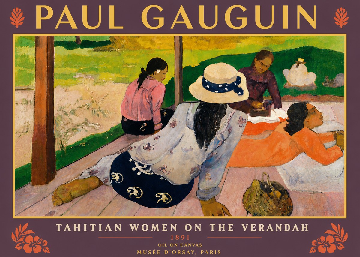 Paul Gauguin Tahitian Women on the Verandah No5 - Affiche