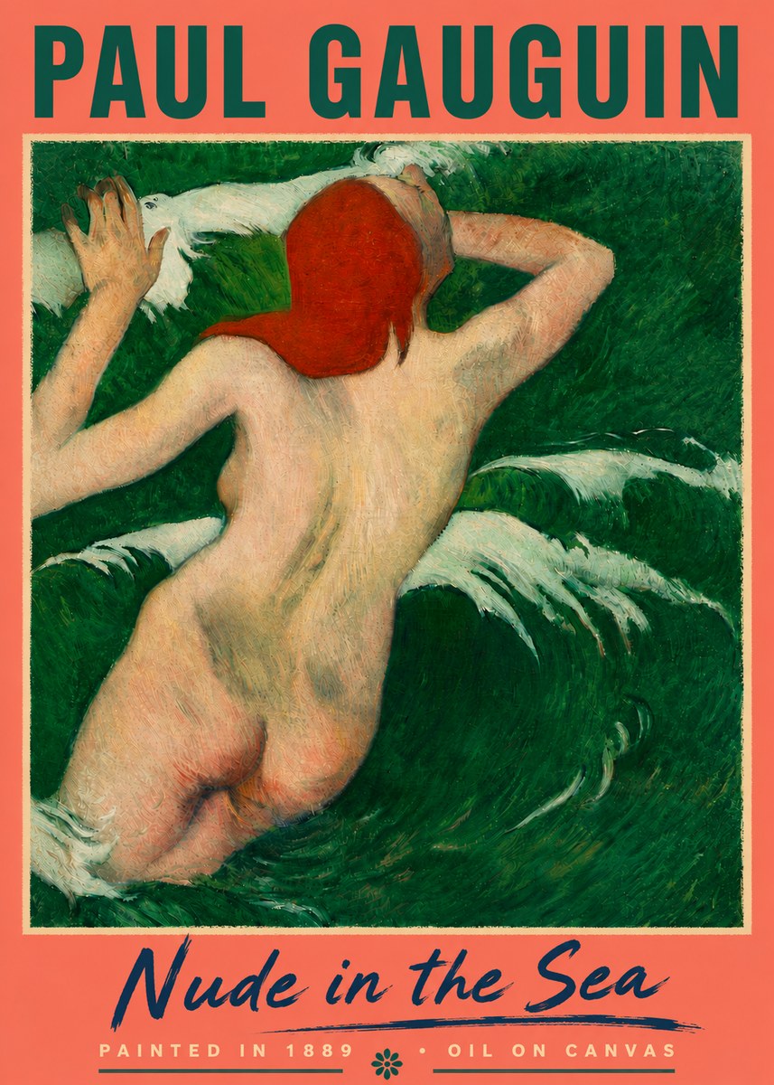 Paul Gauguin Nude in the Sea No5 - Affiche
