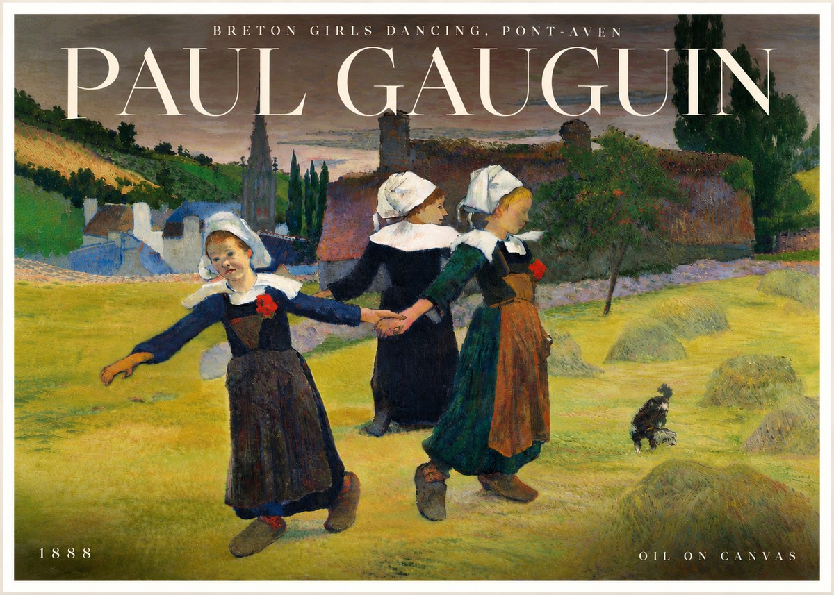 Paul Gauguin Breton Girls Dancing, Pont-aven No6 - Affiche