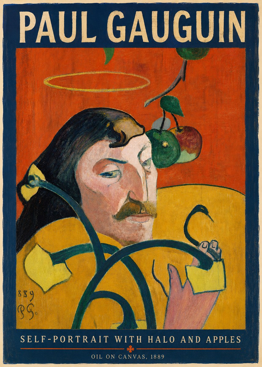 Paul Gauguin Self-portrait with Halo and Apples No4 - Affiche