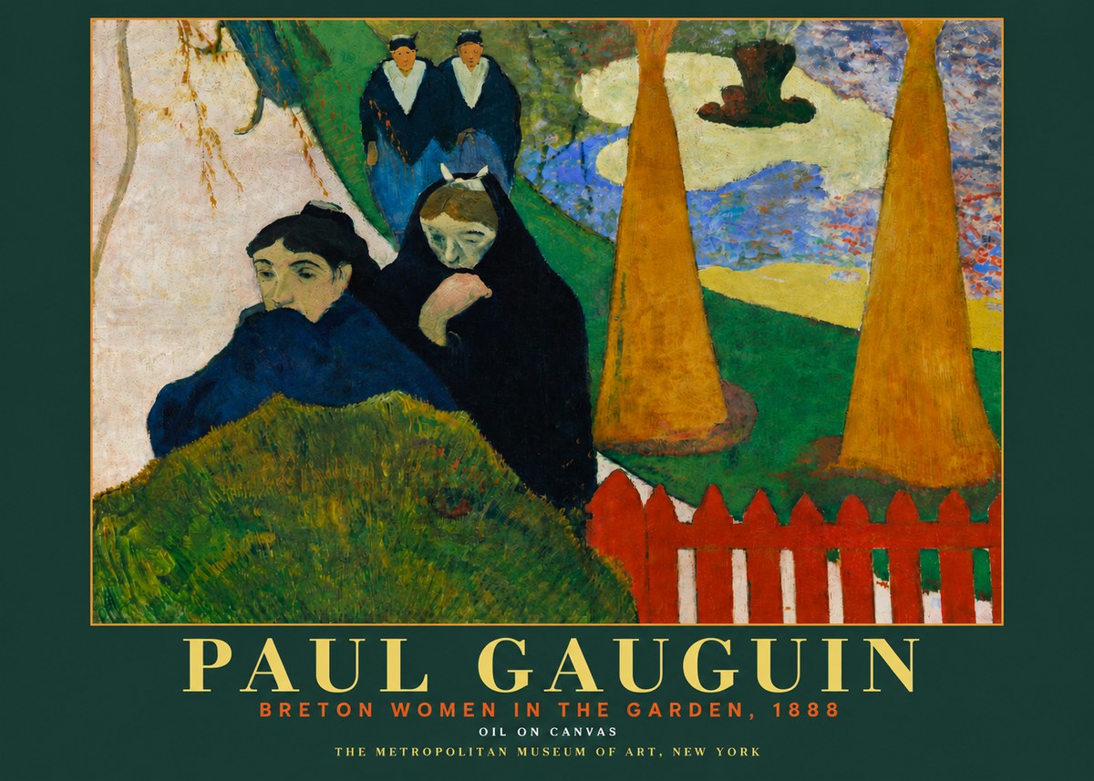 Paul Gauguin Breton Women in the Garden, 1888 No3 - Affiche