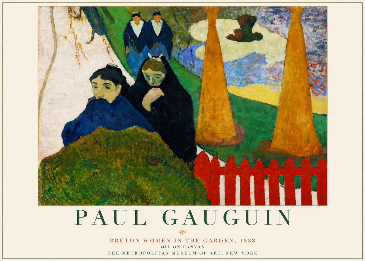 Paul Gauguin Breton Women in the Garden, 1888 No5 - Affiche