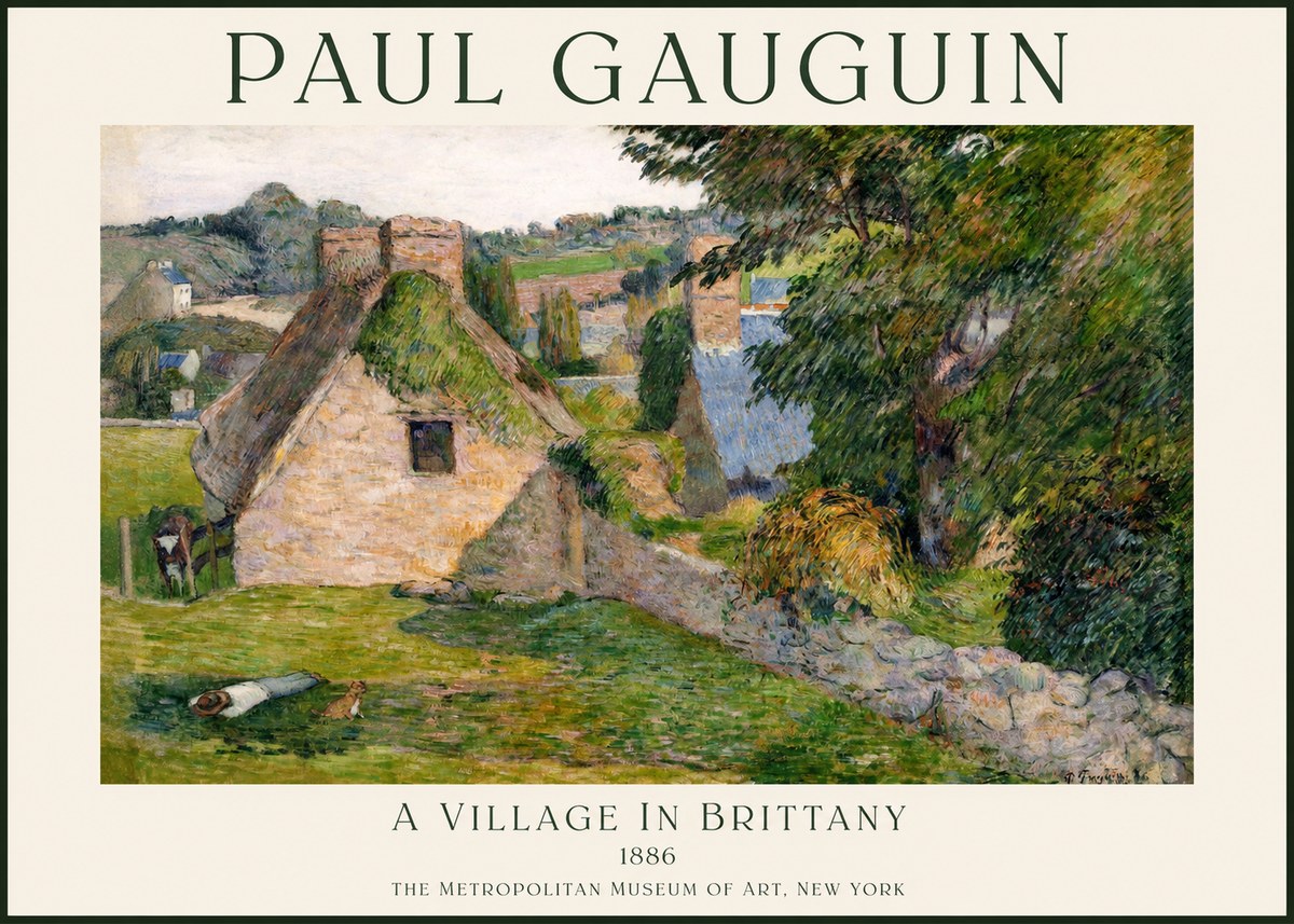 Paul Gauguin A Village in Brittany No1 - Affiche