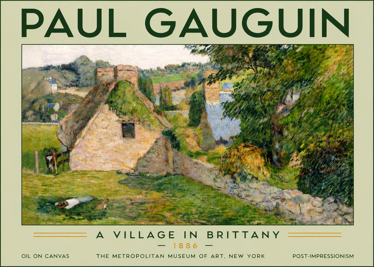 Paul Gauguin A Village in Brittany No6 - Affiche