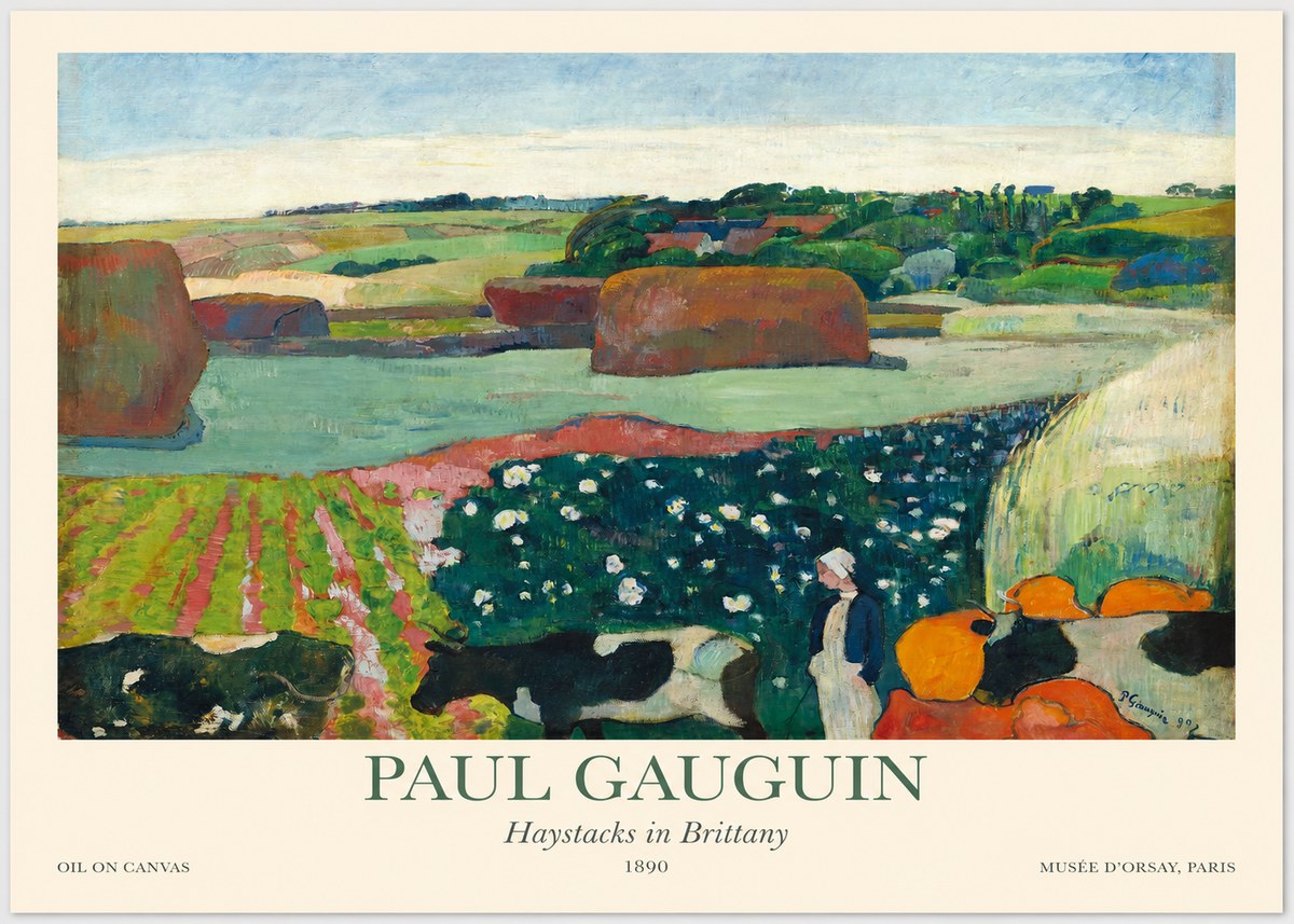 Paul Gauguin Landscape with Haystacks No5 - Affiche