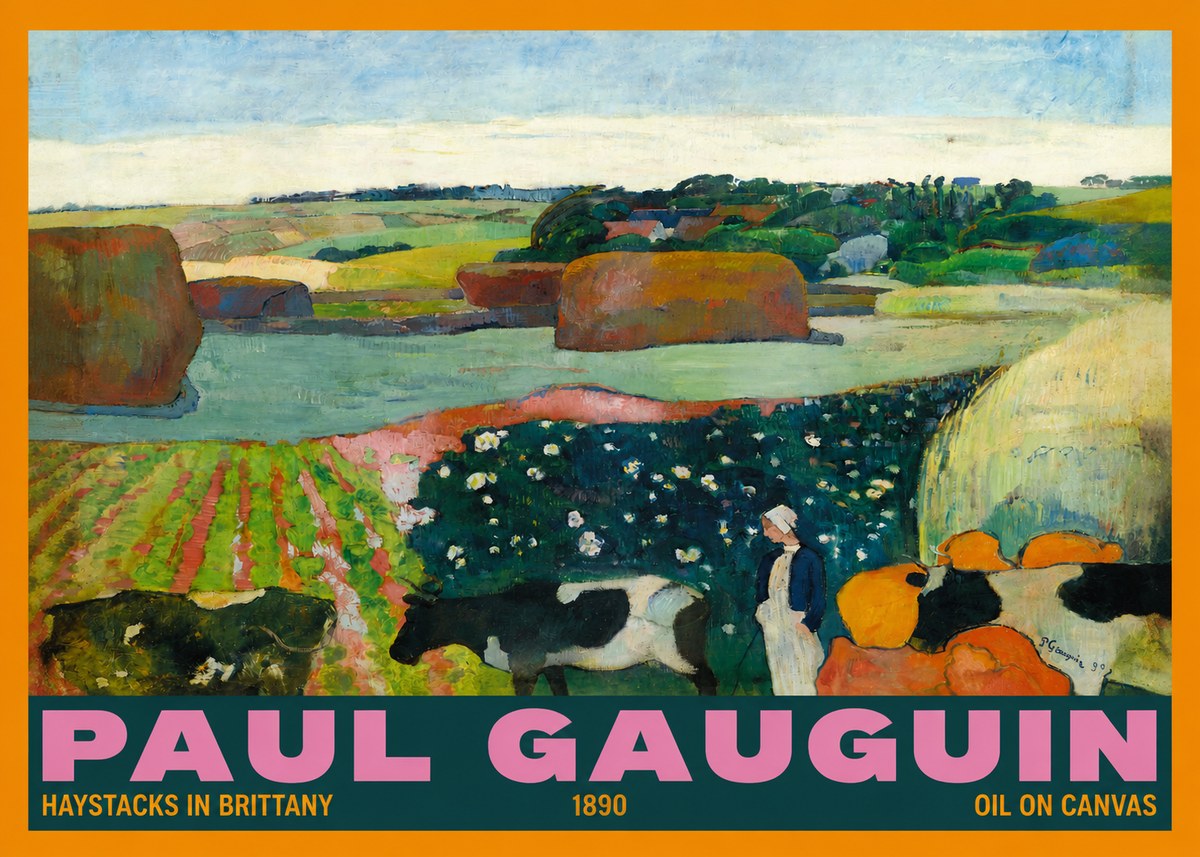 Paul Gauguin Landscape with Haystacks No6 - Affiche