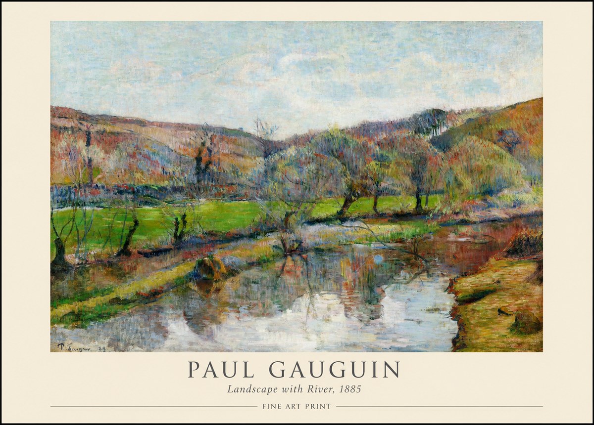 Paul Gauguin Landscape with River, 1885 No1 - Affiche