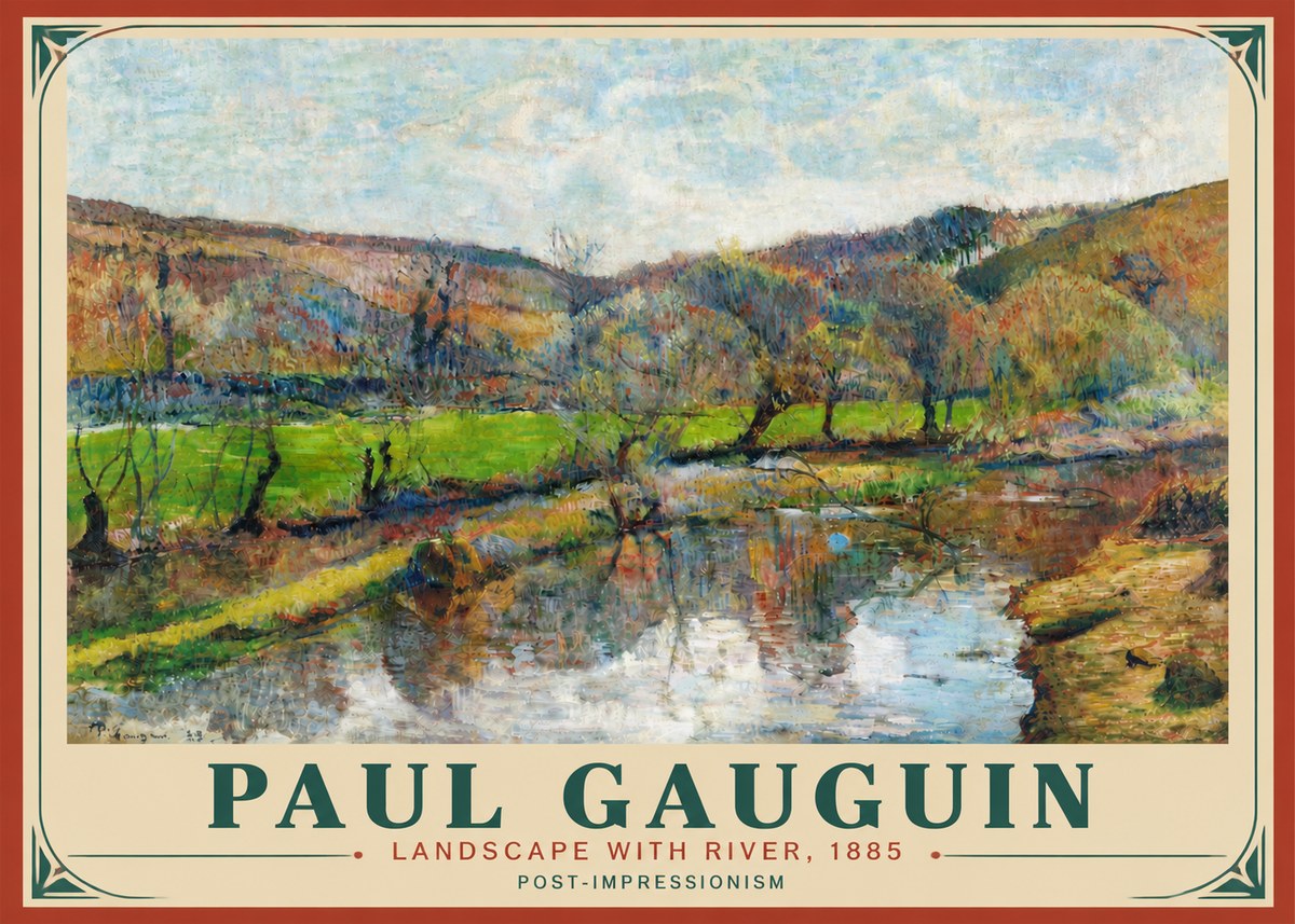 Paul Gauguin Landscape with River, 1885 No4 - Affiche
