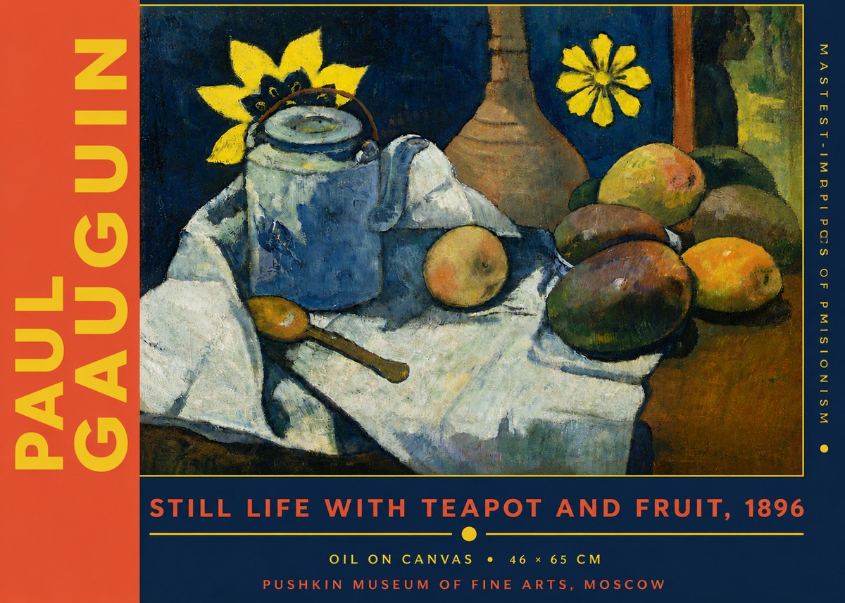 Paul Gauguin Still Life with Teapot and Fruit, 1896 No6 - Affiche