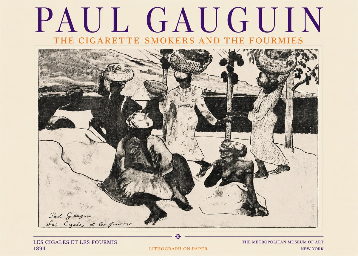 Paul Gauguin The Cigarette Smokers and the Fourmies No3 - Affiche