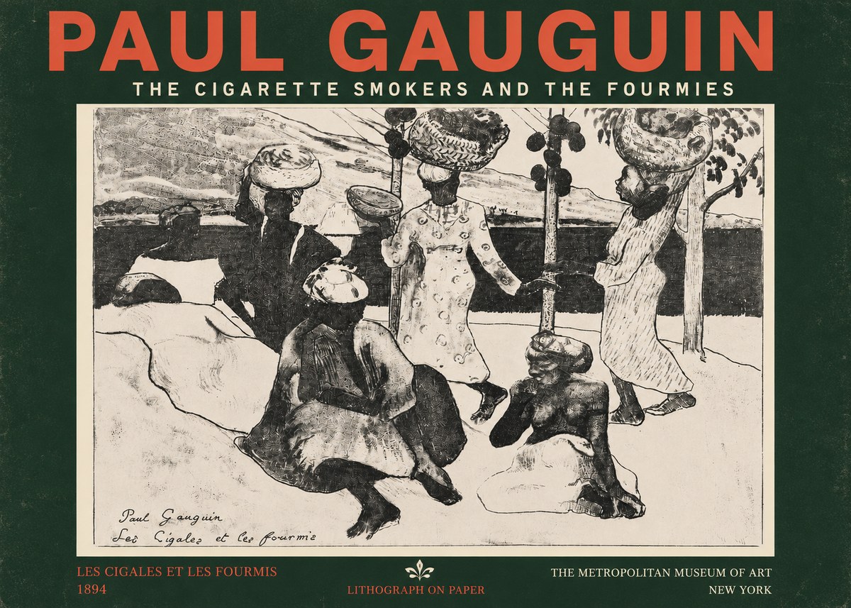 Paul Gauguin The Cigarette Smokers and the Fourmies No4 - Affiche