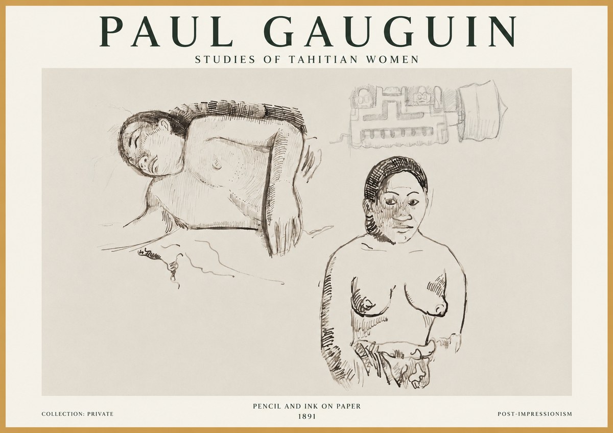 Paul Gauguin Studies of Tahitian Women No1 - Affiche