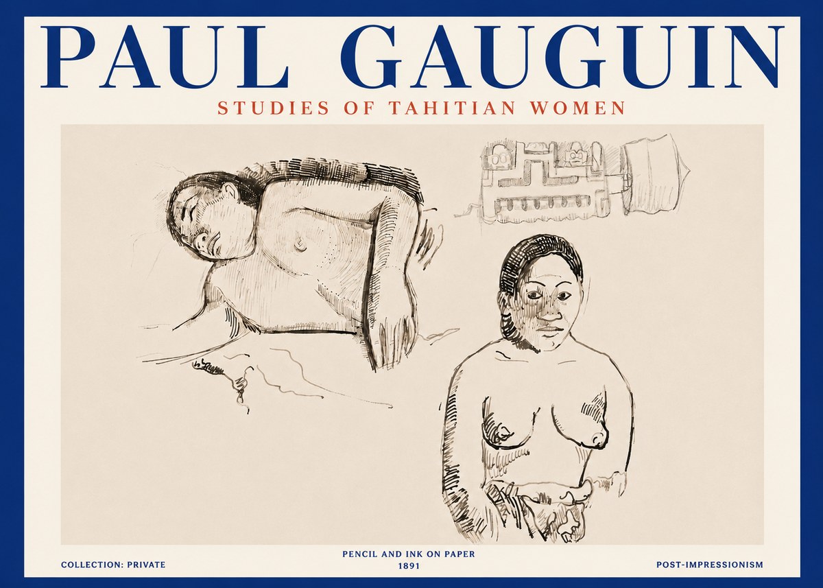 Paul Gauguin Studies of Tahitian Women No4 - Affiche