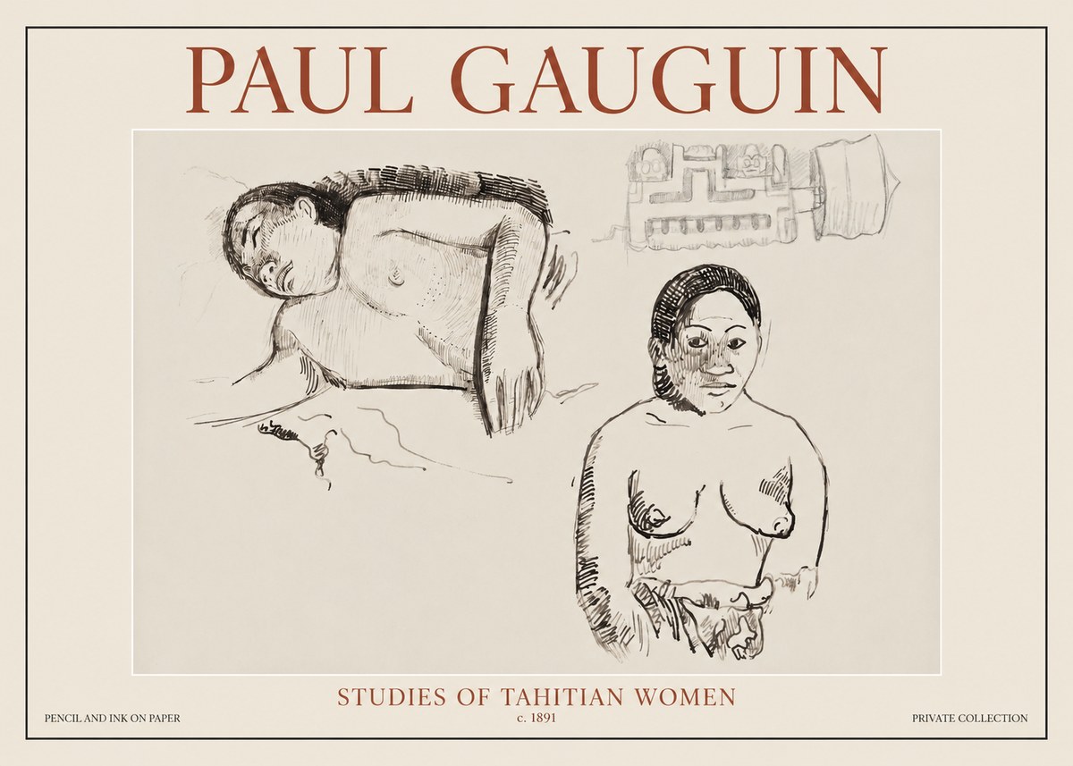 Paul Gauguin Studies of Tahitian Women No6 - Affiche