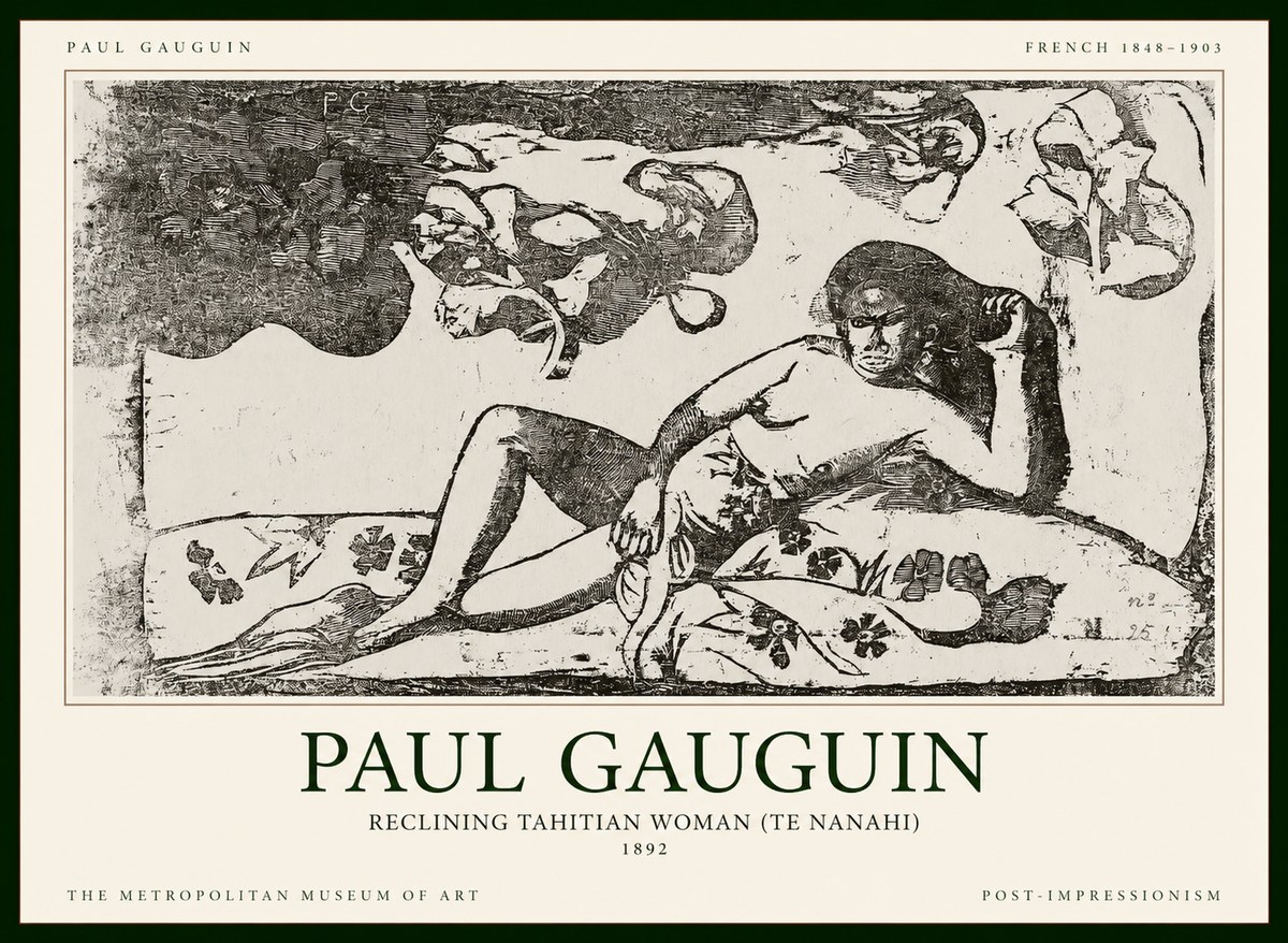 Paul Gauguin Reclining Tahitian Woman (Te Nanahi) No1 - Affiche