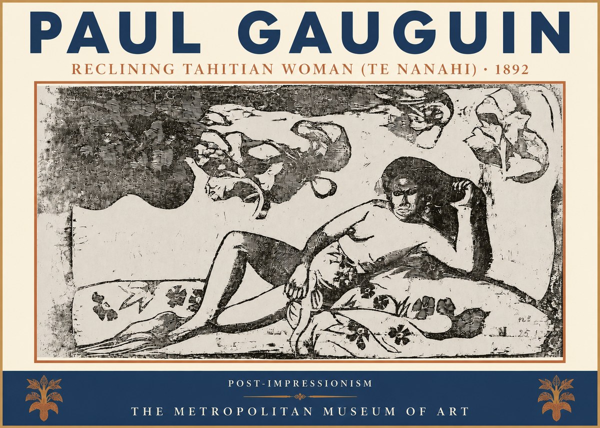 Paul Gauguin Reclining Tahitian Woman (Te Nanahi) No3 - Affiche