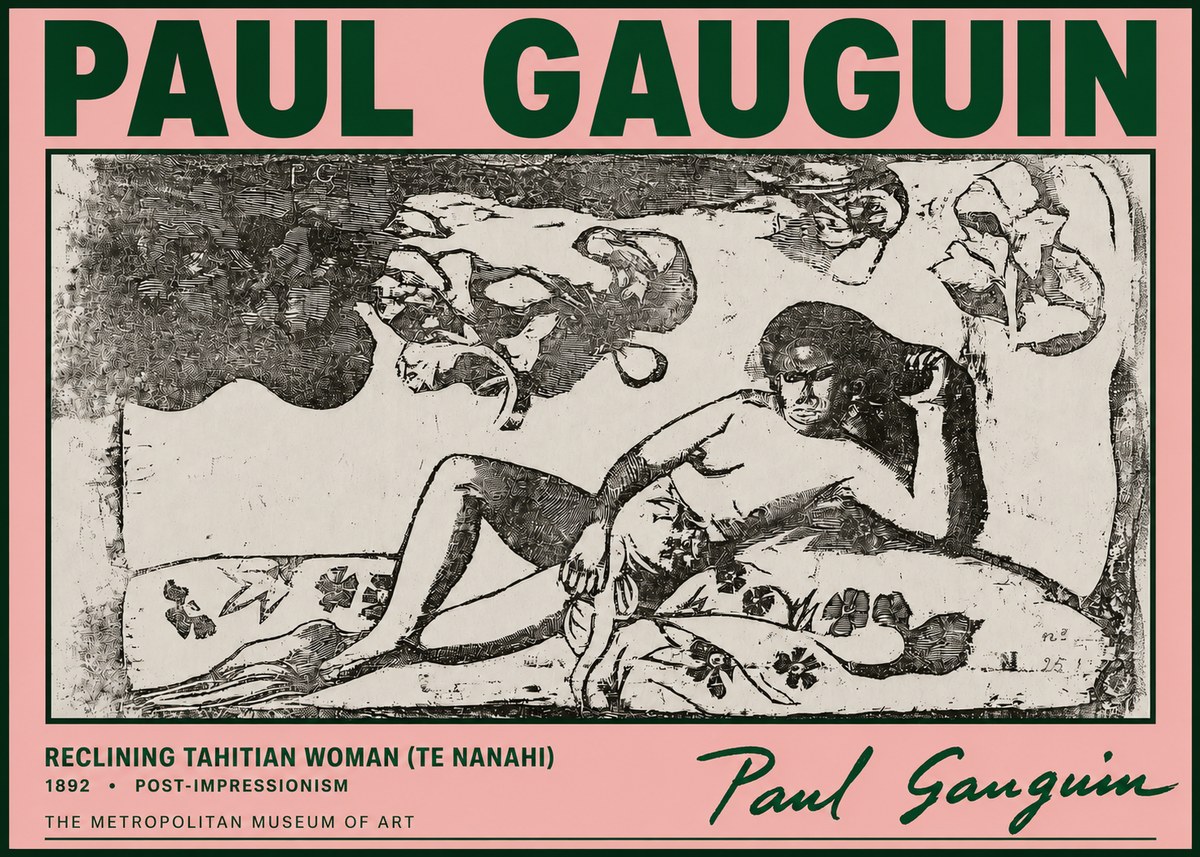 Paul Gauguin Reclining Tahitian Woman (Te Nanahi) No4 - Affiche