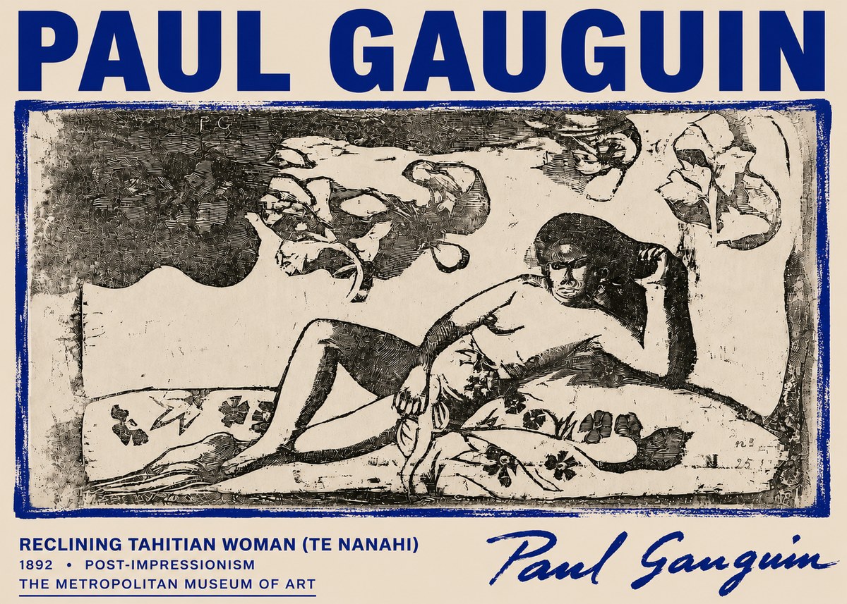 Paul Gauguin Reclining Tahitian Woman (Te Nanahi) No6 - Affiche