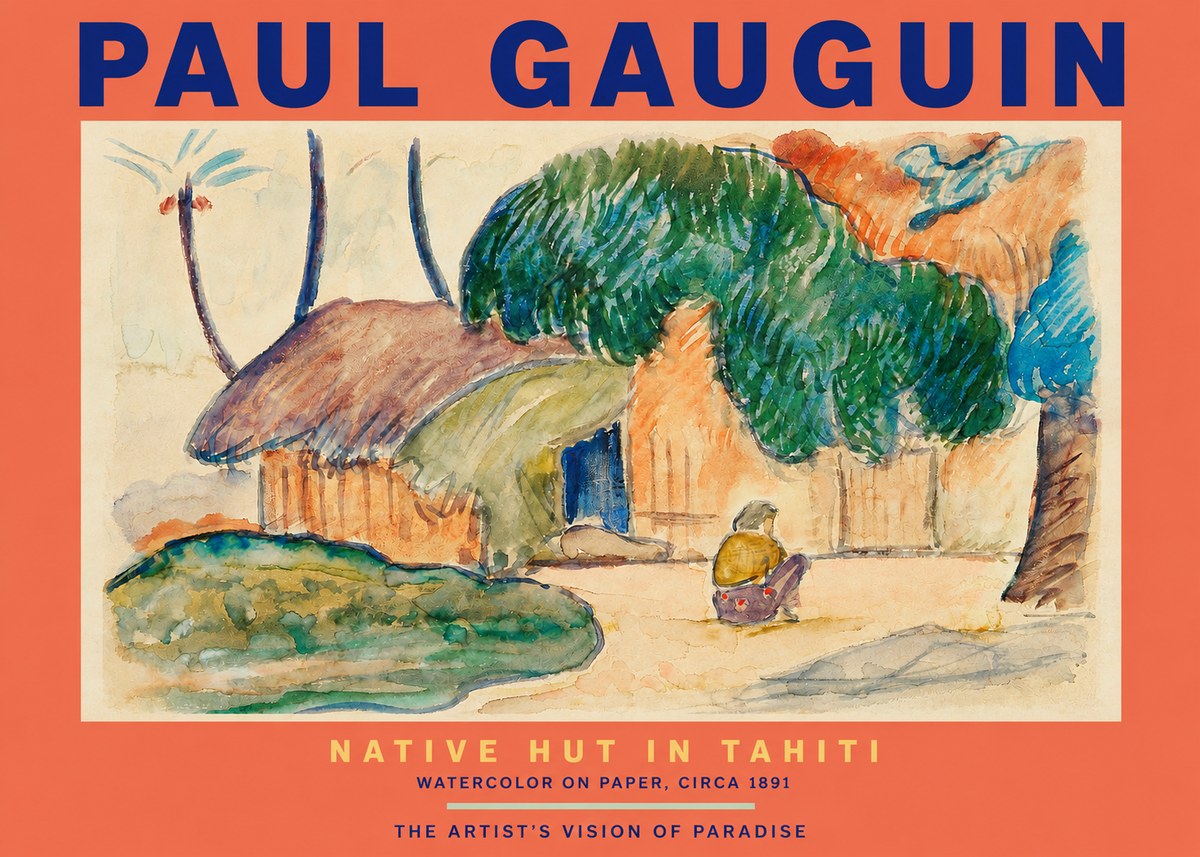 Paul Gauguin Native Hut in Tahiti No2 - Affiche