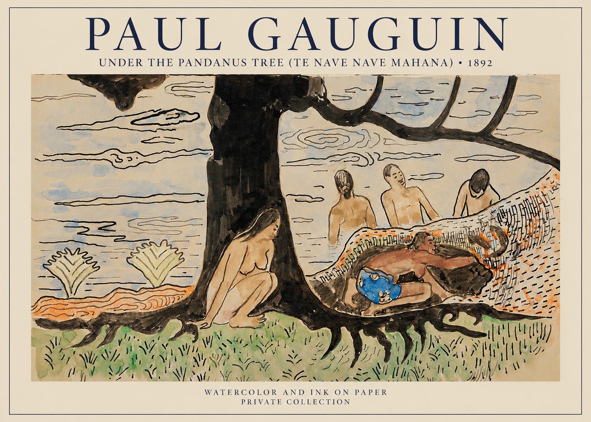 Paul Gauguin Under the Pandanus Tree (Te Nave Nave Mahana) No1 - Affiche