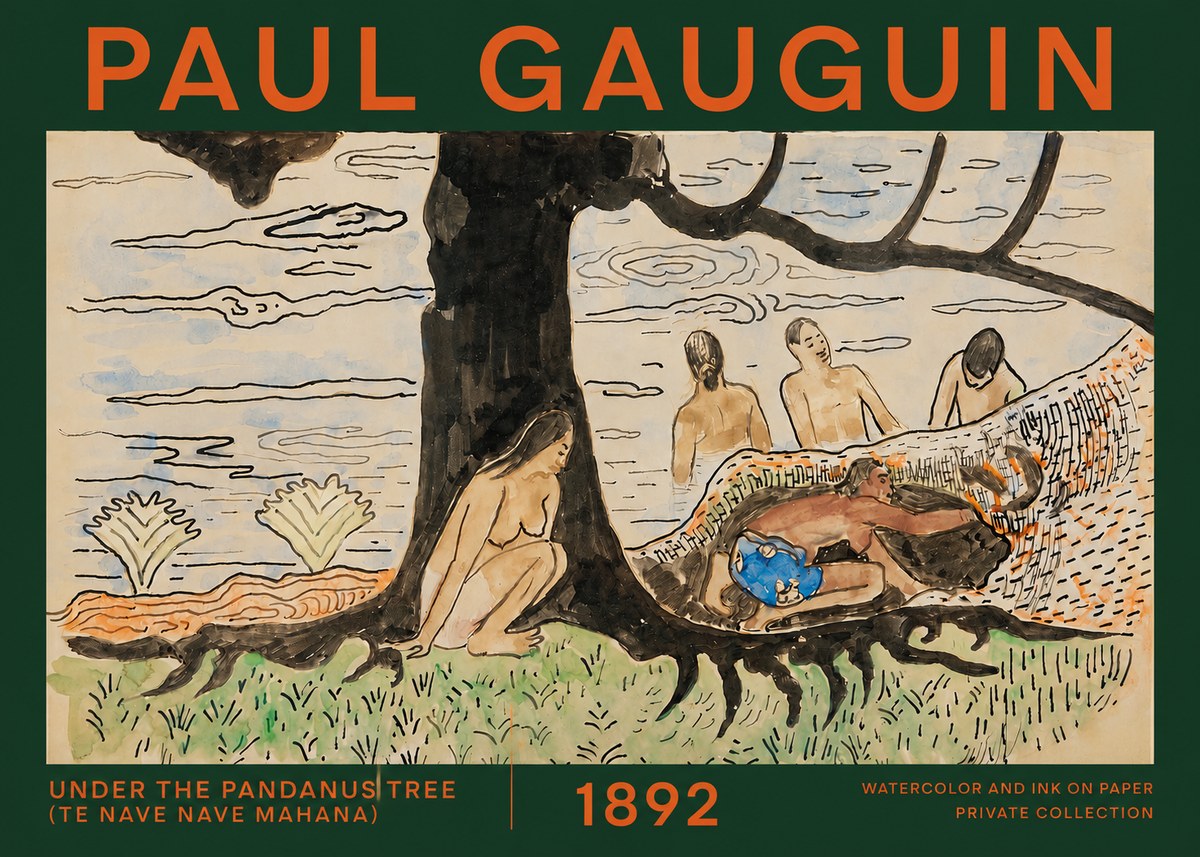 Paul Gauguin Under the Pandanus Tree (Te Nave Nave Mahana) No2 - Affiche