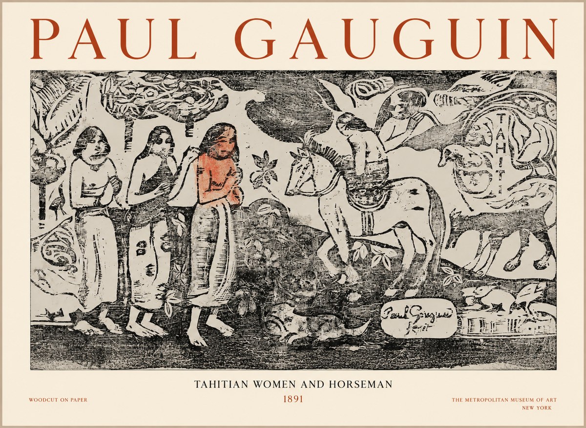Paul Gauguin Tahitian Women and Horseman No1 - Affiche