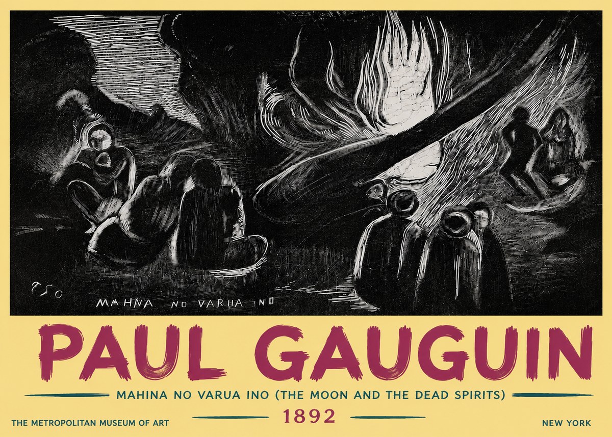 Paul Gauguin Mahina No Varua Ino (the Moon and the Dead Spirits) No6 - Affiche
