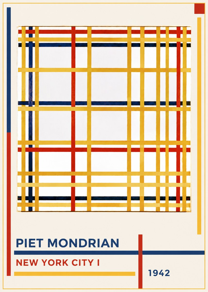 Piet Mondrian New York City I No1 - Affiche