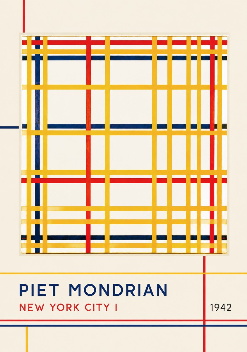 Piet Mondrian New York City I No3 - Affiche