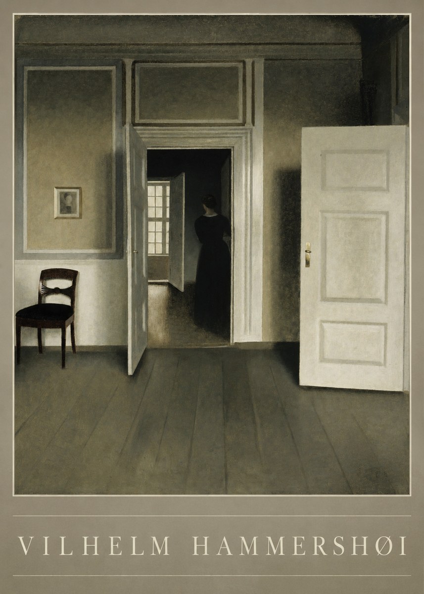 Vilhelm Hammershøi Interior with a Woman Seen from the Back No3 - Affiche