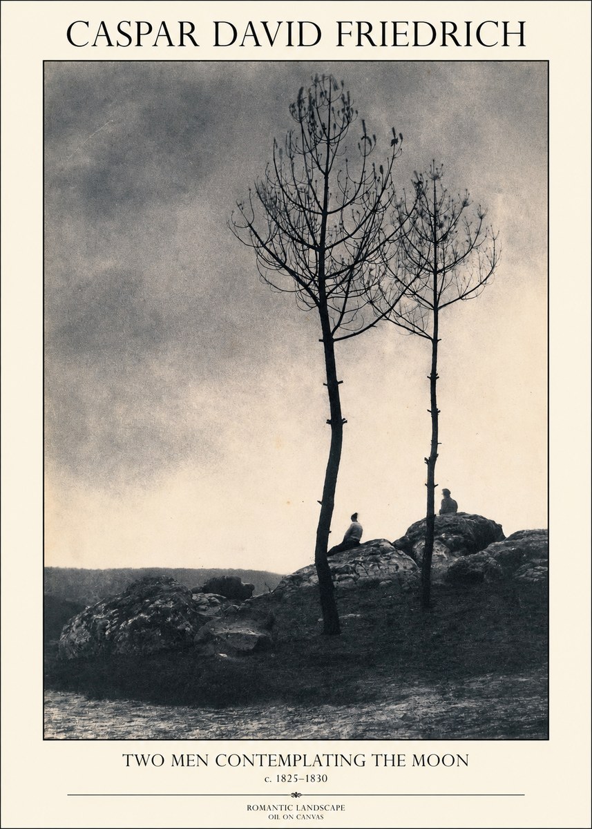 Caspar David Friedrich Two Men Contemplating the Moon III No1 - Affiche