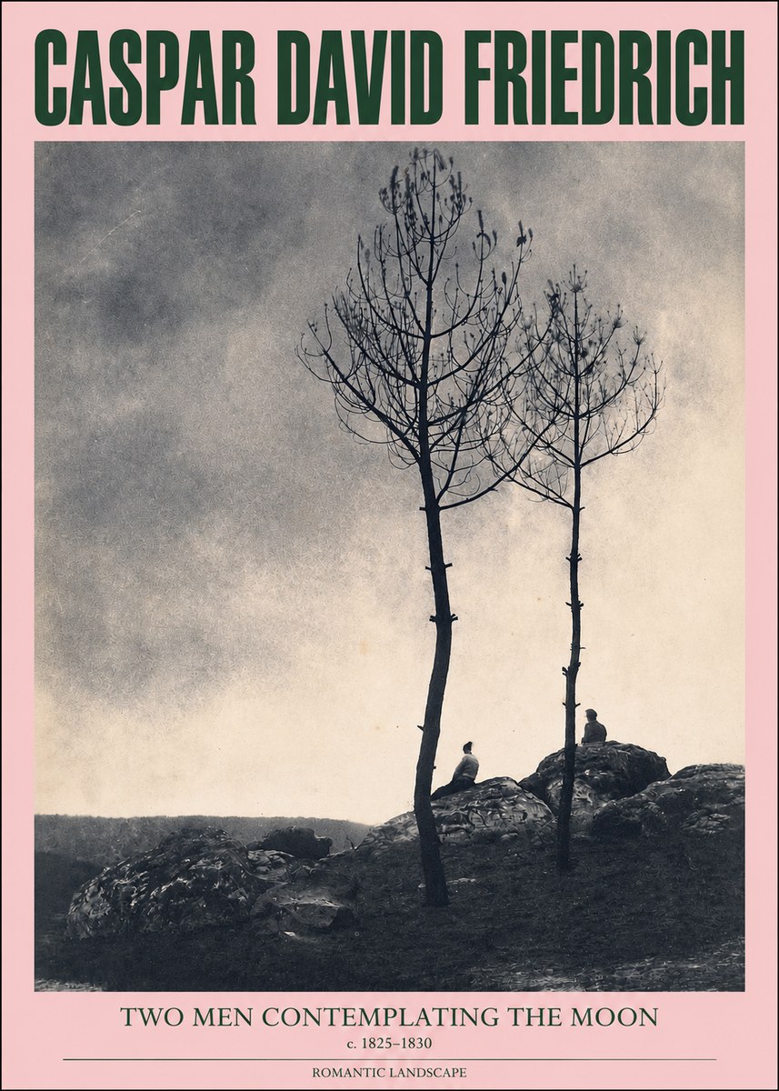 Caspar David Friedrich Two Men Contemplating the Moon III No2 - Affiche