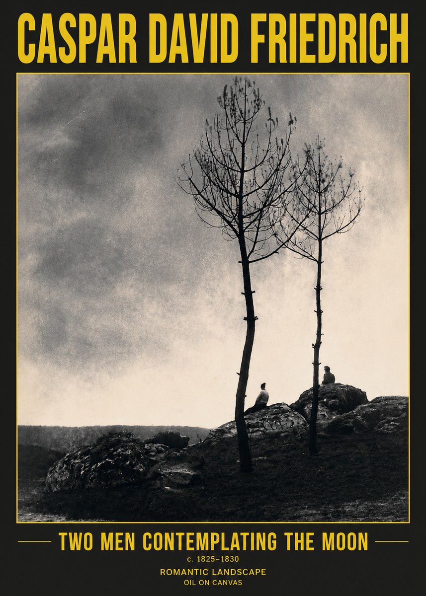 Caspar David Friedrich Two Men Contemplating the Moon III No5 - Affiche