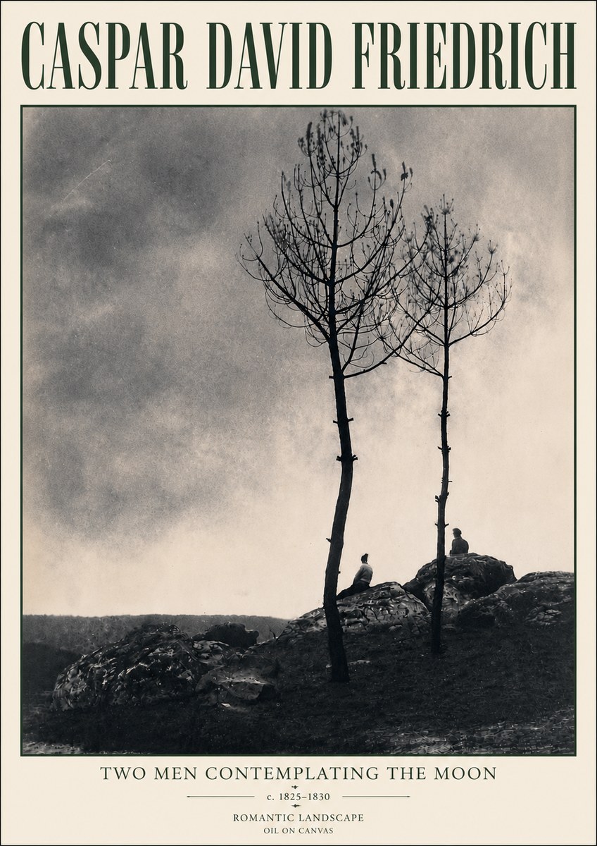 Caspar David Friedrich Two Men Contemplating the Moon III No6 - Affiche