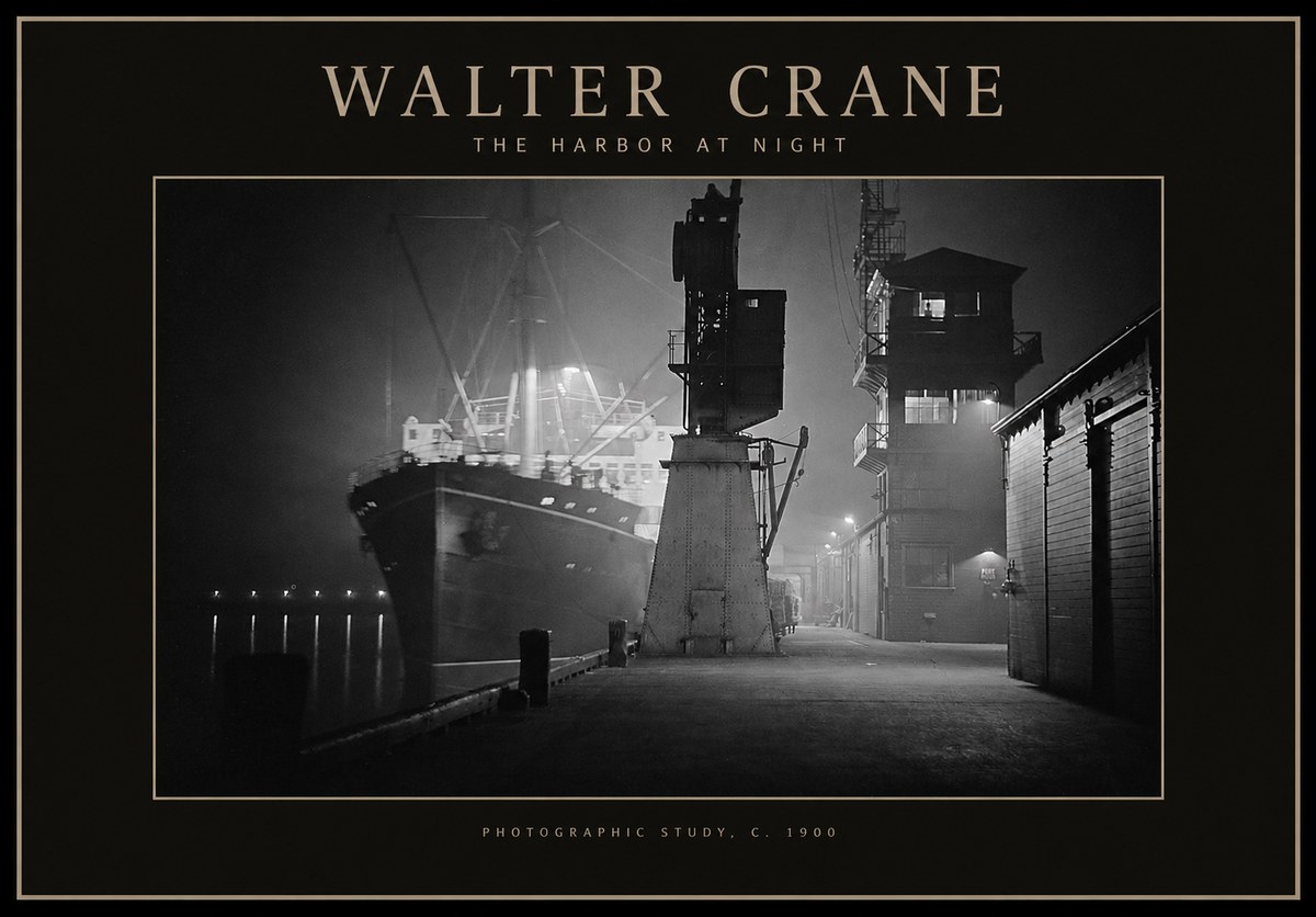 Walter Crane The Harbor at Night No1 - Affiche