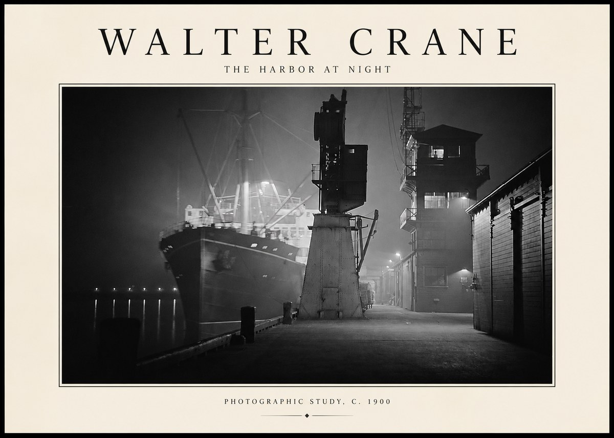 Walter Crane The Harbor at Night No2 - Affiche
