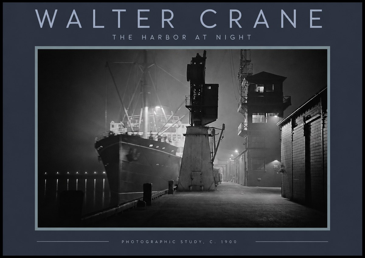 Walter Crane The Harbor at Night No3 - Affiche