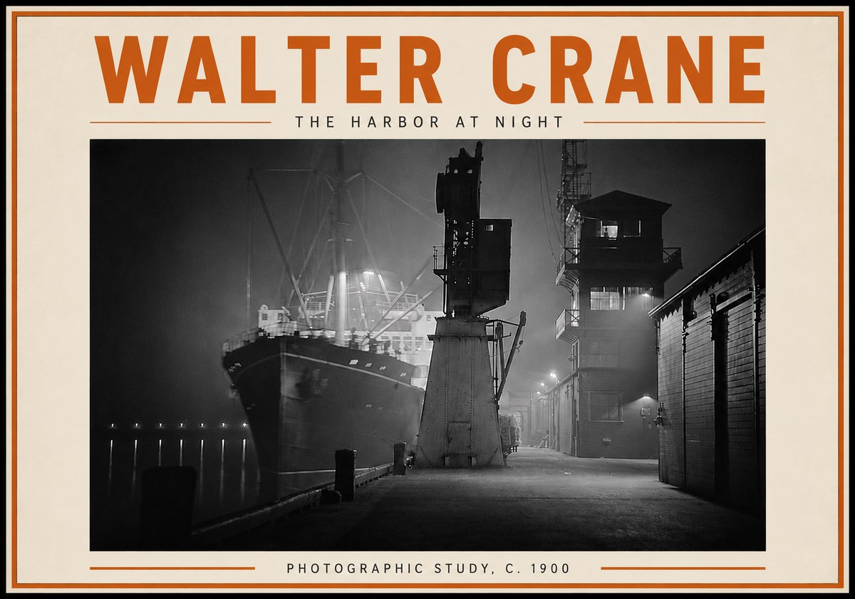 Walter Crane The Harbor at Night No6 - Affiche