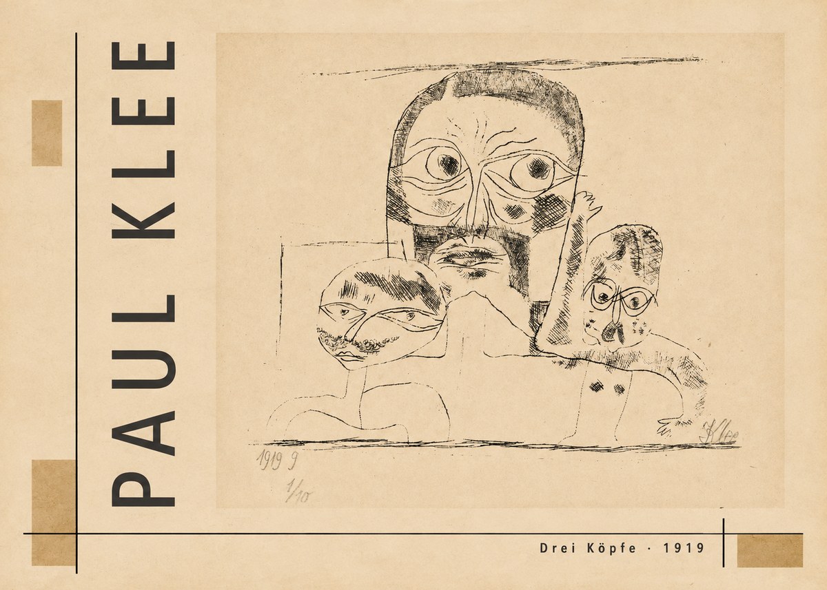 Paul Klee Drei Köpfe No4 - Affiche